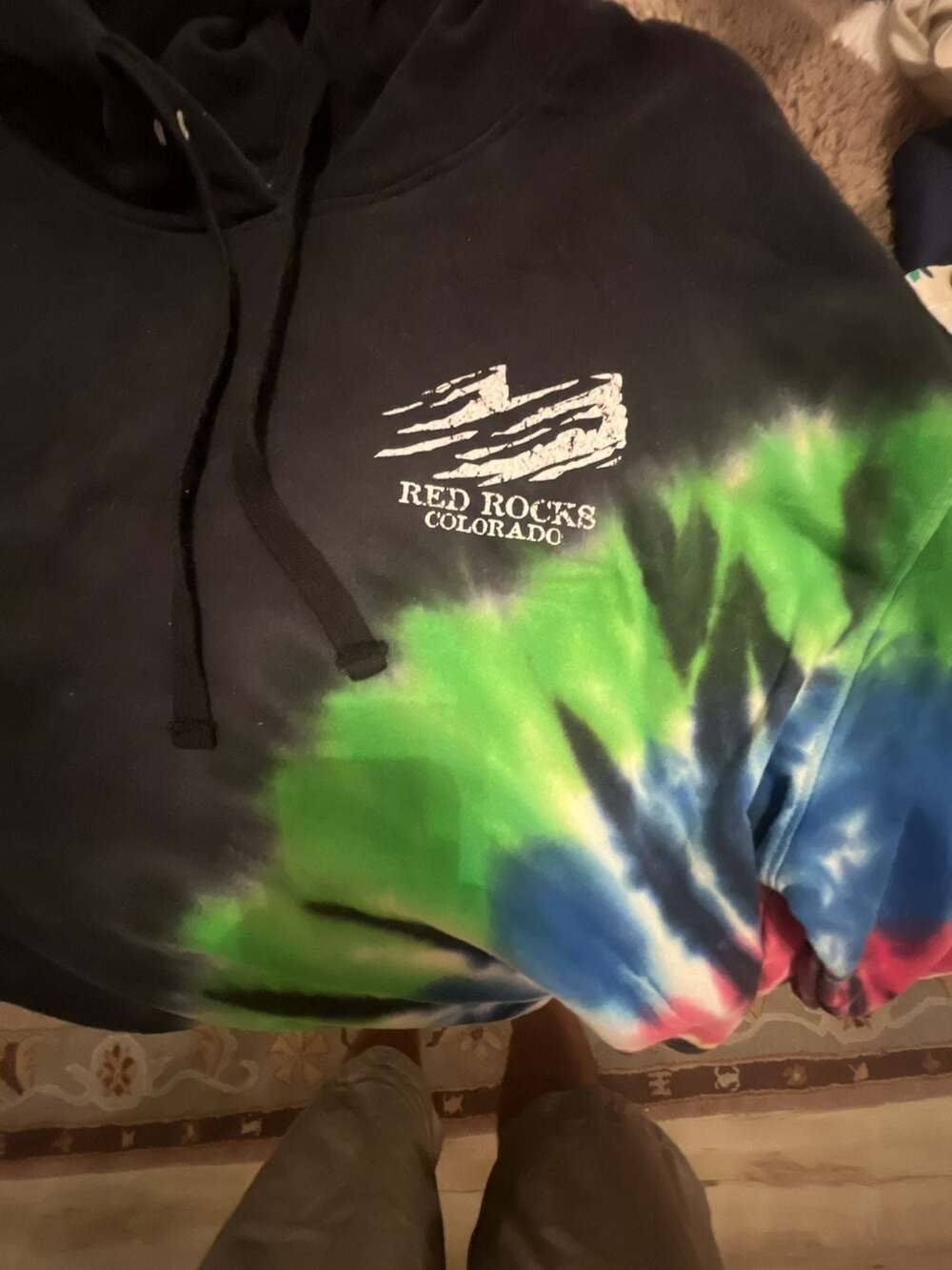 Red Rocks Colorado Black and Tie-Dye Hoodie - Picture 2 of 4